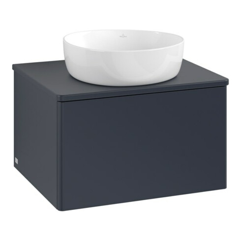 V&B Meuble sous lavabo sans structure de façade - Éclairage Antao 60x36x50cm, couleur WBP Lac, avec miroir Lac