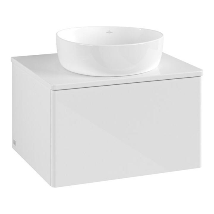 V&B Meuble sous-lavabo sans structure de façade - Éclairage Antao 60x36x50cm, couleur WBP Lac, blanc glo. Lac