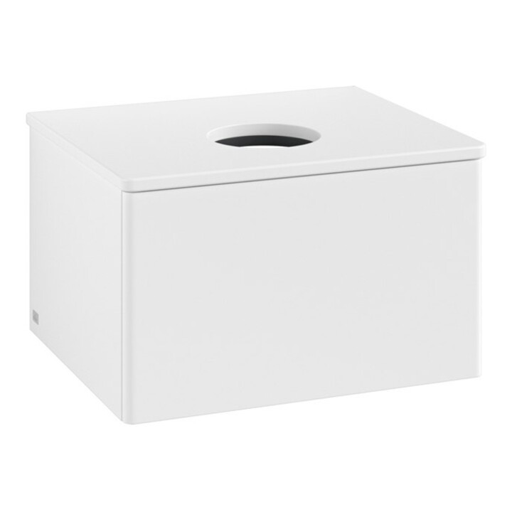 V&B Meuble sous-lavabo sans structure de façade - Éclairage Antao 60x36x50cm, couleur WBP Lac, blanc laqué