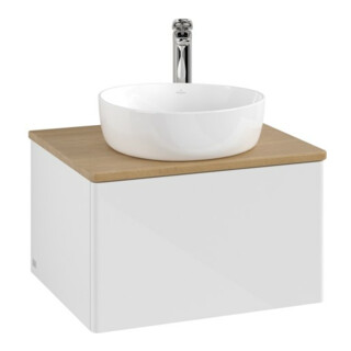 V&B Meuble sous lavabo sans structure de façade - Éclairage Antao 60x36x50cm, HL, WBP hon. Oa, blanc brillant Lac