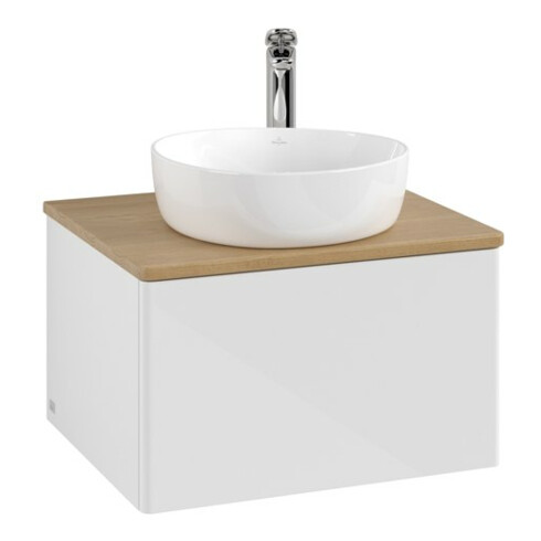V&B Meuble sous lavabo sans structure de façade - Éclairage Antao 60x36x50cm, HL, WBP hon. Oa, blanc brillant Lac