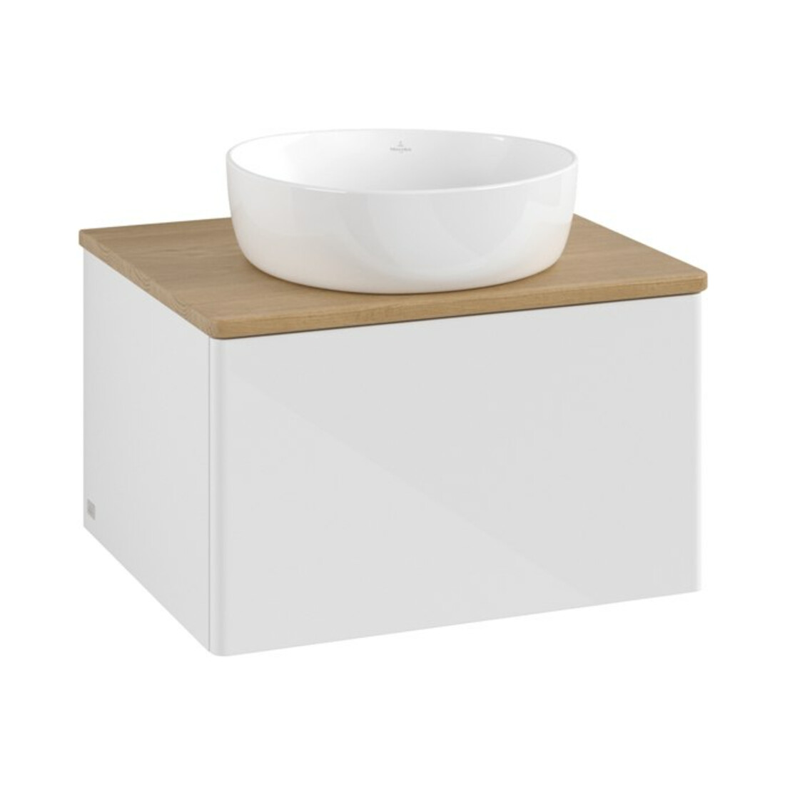 V&B Meuble sous lavabo sans structure de façade - Éclairage Antao 60x36x50cm, WBP hon. Oa, blanc brillant Lac