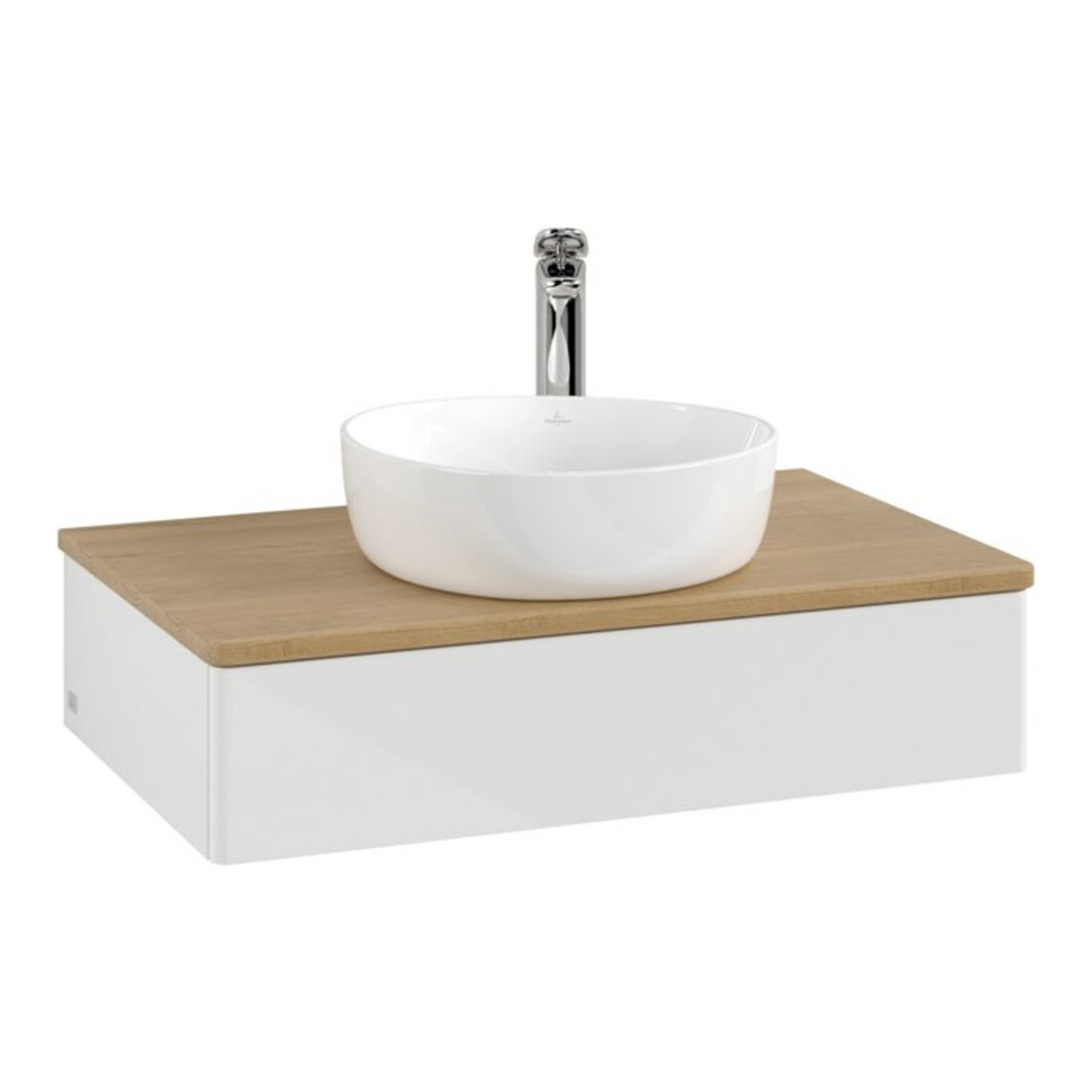 V&B Meuble sous lavabo sans structure de façade - Éclairage Antao 80x19x50cm, H I P, WBP chêne hon. Oa, blanc brillant Lac