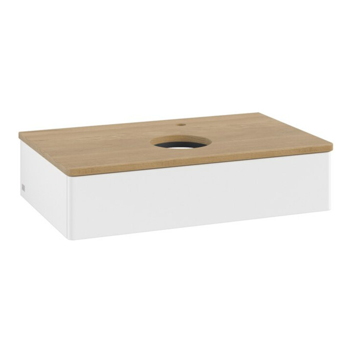 V&B Meuble sous-lavabo sans structure de façade - Éclairage Antao 80x19x50cm, H I P, WBP hon. Oa, blanc avec Lac