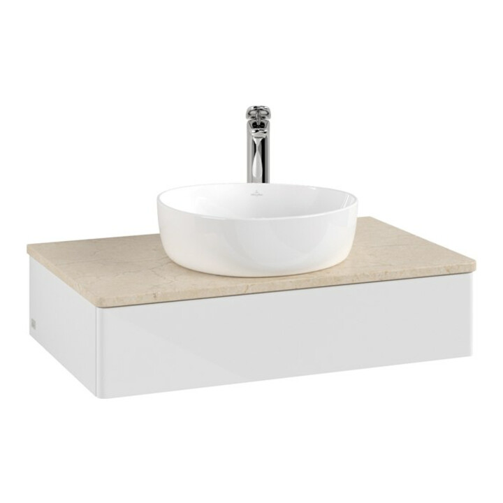 V&B Meuble sous lavabo sans structure de façade - Éclairage Antao 80x19x50cm, HL, WBP botti., blanc brillant Lac