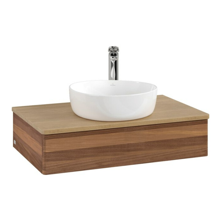 V&B Meuble sous lavabo sans structure de façade - Éclairage Antao 80x19x50cm, HL, WBP hon. Oa, blanc wal