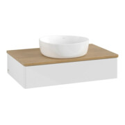 V&B Meuble sous lavabo sans structure de façade - Éclairage Antao 80x19x50cm, WBP hon. Oa, blanc brillant Lac