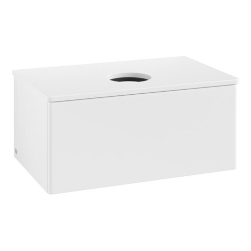 V&B Meuble sous lavabo sans structure de façade - Éclairage Antao 80x36x50cm, couleur WBP Lac, blanc laqué