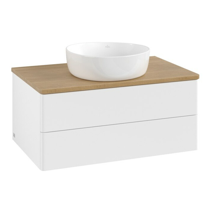 V&B Meuble sous lavabo sans structure de façade - Éclairage Antao 80x36x50cm, couleur WBP miel Oa, blanc mat Lac