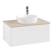 V&B Meuble sous lavabo sans structure de façade - Éclairage Antao 80x36x50cm, HL, WBP botti., blanc avec Lac-3