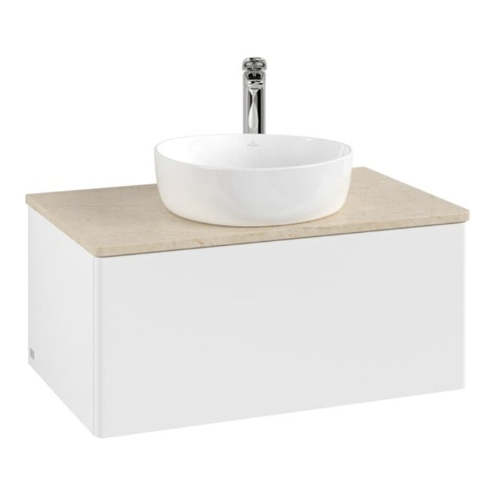 V&B Meuble sous lavabo sans structure de façade - Éclairage Antao 80x36x50cm, HL, WBP botti., blanc avec Lac