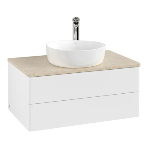 V&B Meuble sous lavabo sans structure de façade - Éclairage Antao 80x36x50cm, HL, WBP botti., blanc mat Lac