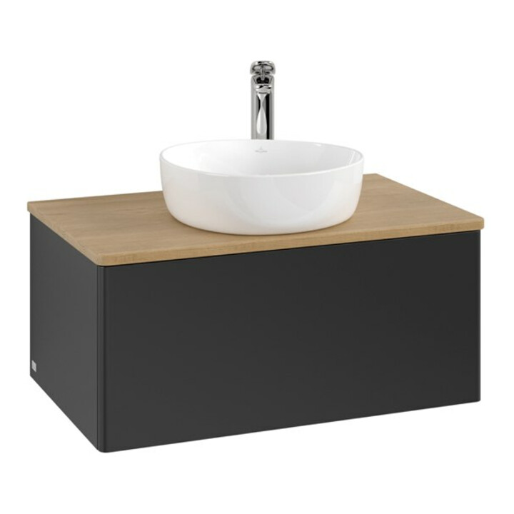 V&B Meuble sous lavabo sans structure de façade - Éclairage Antao 80x36x50cm, HL, WBP chêne hon. Oa, bleu m Lac
