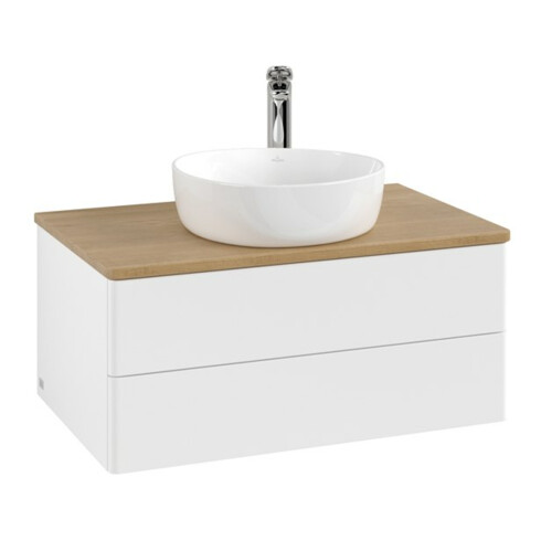 V&B Meuble sous lavabo sans structure de façade - Éclairage Antao 80x36x50cm, HL, WBP hon. Oa, blanc avec Lac
