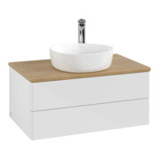 V&B Meuble sous lavabo sans structure de façade - Éclairage Antao 80x36x50cm, HL, WBP hon. Oa, blanc brillant Lac-3