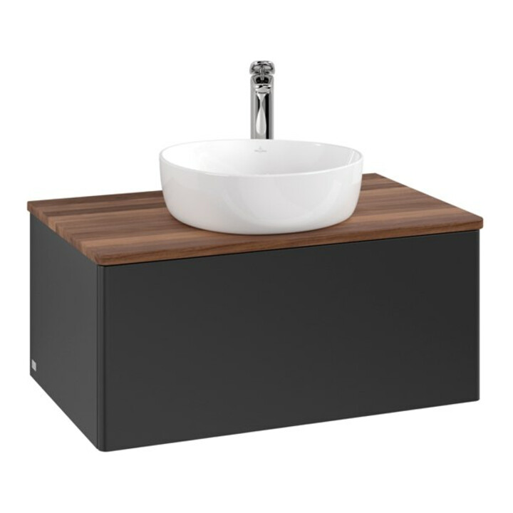 V&B Meuble sous lavabo sans structure de façade - Éclairage Antao 80x36x50cm, HL, WBP w. wal, bla m Lac