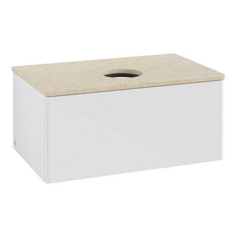 V&B Meuble sous lavabo sans structure de façade - Éclairage Antao 80x36x50cm, WBP botti., blanc brillant Lac