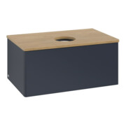 V&B Meuble sous-lavabo sans structure de façade - Éclairage Antao 80x36x50cm, WBP chêne hon. Oa, avec bleu m Lac