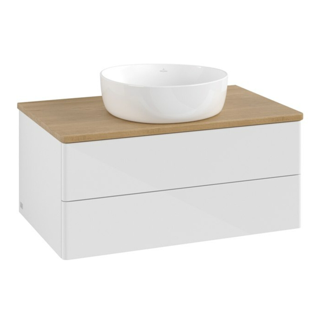 V&B Meuble sous lavabo sans structure de façade - Éclairage Antao 80x36x50cm, WBP hon. Oa, blanc brillant Lac
