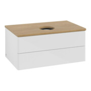 V&B Meuble sous lavabo sans structure de façade - Éclairage Antao 80x36x50cm, WBP hon. Oa, blanc brillant Lac-3