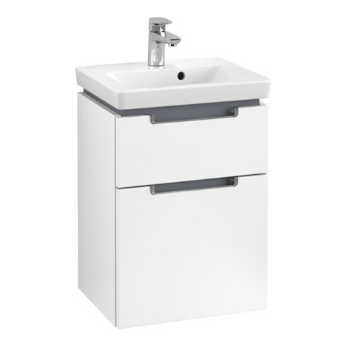 V&B Meuble sous-lavabo Subway 2.0 44x59x35,2cm, poignée chrome, blanc mat