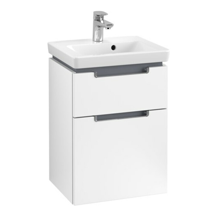 V&B Meuble sous-lavabo Subway 2.0 44x59x35,2cm, poignée chrome, blanc mat