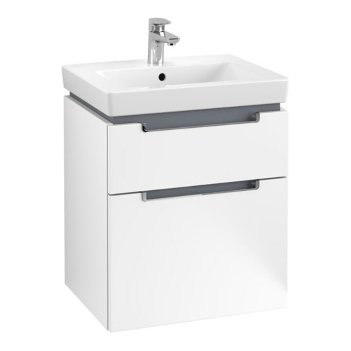 V&B Meuble sous lavabo Subway 2.0 53,7x59x42,3cm, poignée chrome, blanc mat