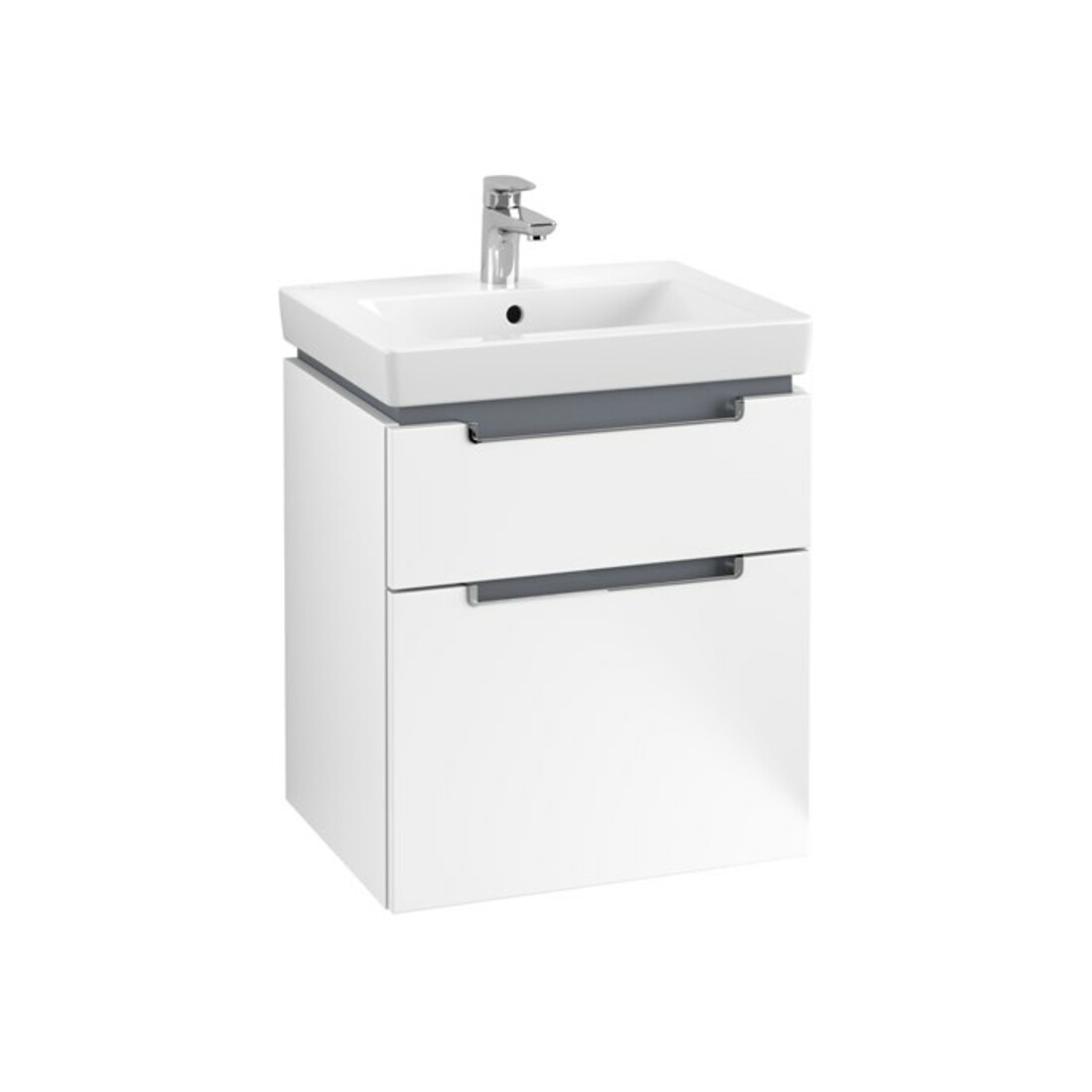 V&B Meuble sous lavabo Subway 2.0 53,7x59x42,3cm, poignée chrome, blanc mat