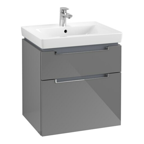V&B Meuble sous lavabo Subway 2.0 58,7x59x45,4cm, poignée chrome, gris brillant