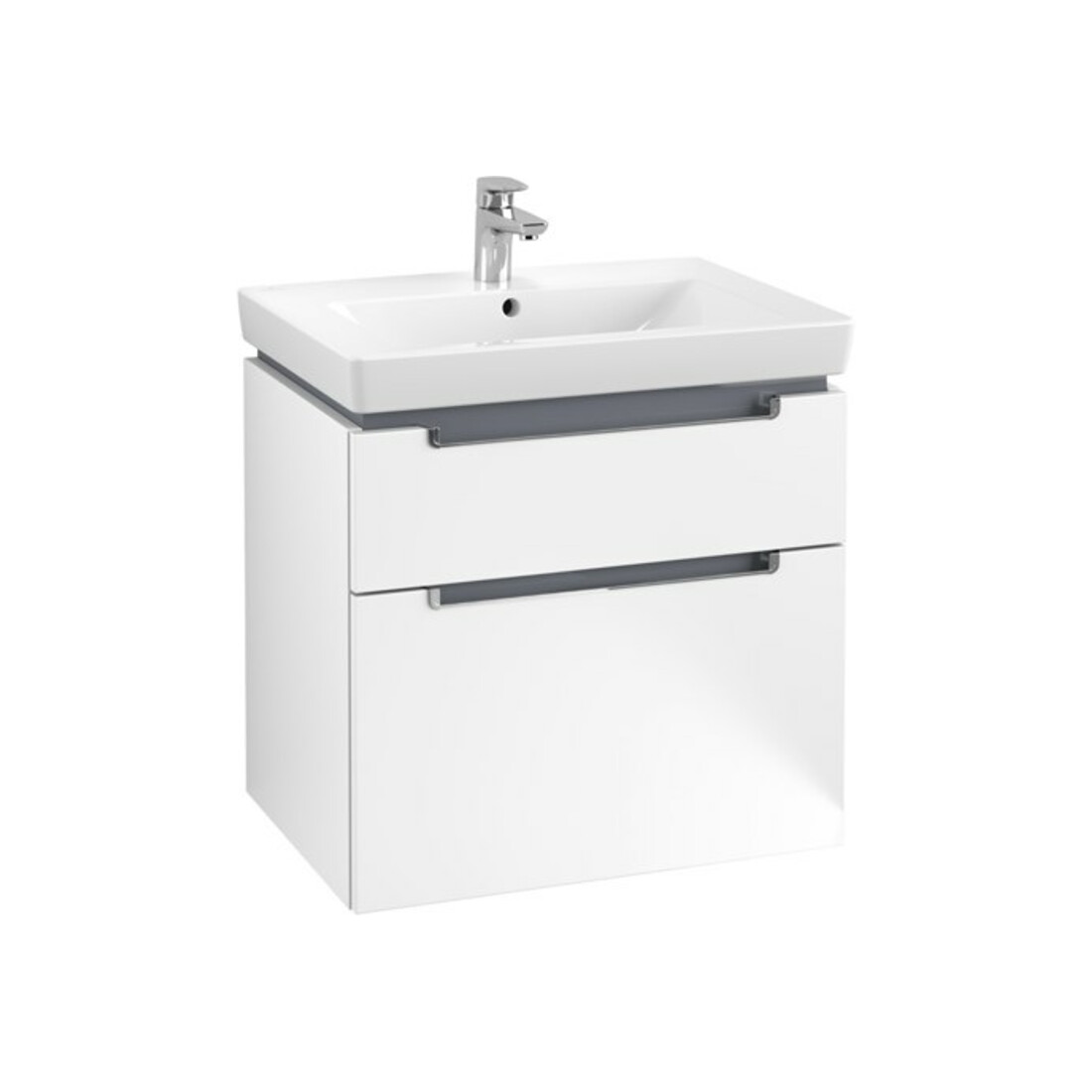 V&B Meuble sous lavabo Subway 2.0 63,7x59x45,4cm, poignée chrome, blanc mat