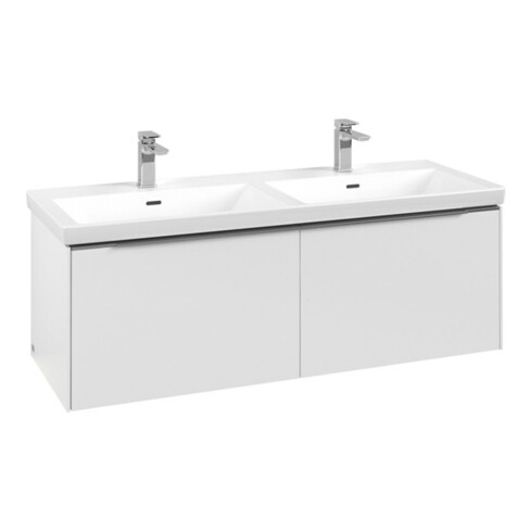 V&B Meuble sous-lavabo Subway 3.0 127,2x42,9x47,8cm, avec LE/Gr alu brillant, P blanc