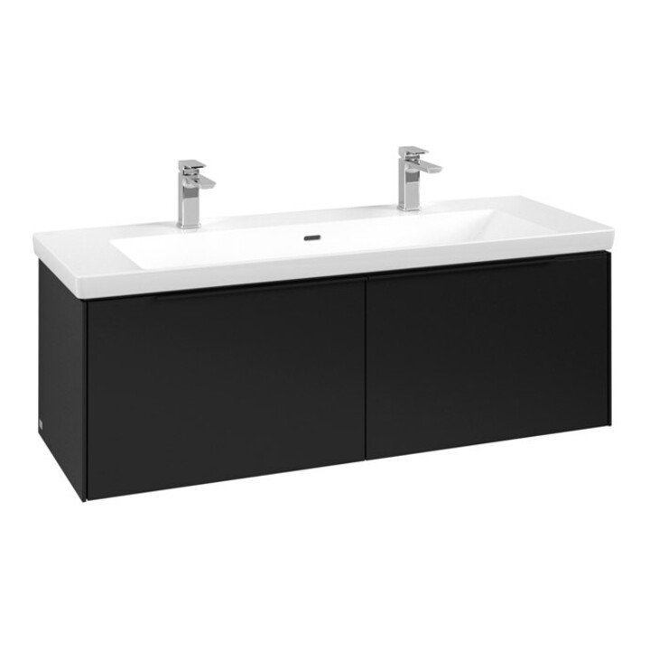 V&B Meuble sous-lavabo Subway 3.0 127,2x42,9x47,8cm, avec LE/Gr devant blanc, devant bleu