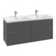 V&B Meuble sous lavabo Subway 3.0 127,2x56,6x47,8cm, chêne clair/gris AL brillant, rouge wine-1