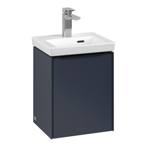 V&B Meuble sous lavabo Subway 3.0 35,1x42,9x30,9cm, porte droite/grise, marbre blanc