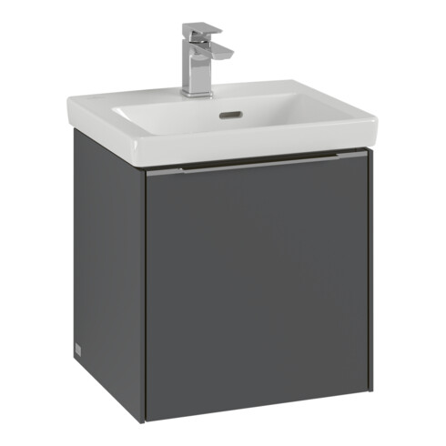 V&B Meuble sous lavabo Subway 3.0 42,3x42,9x37,8cm, porte gauche/gris alu brillant, blanc Oa