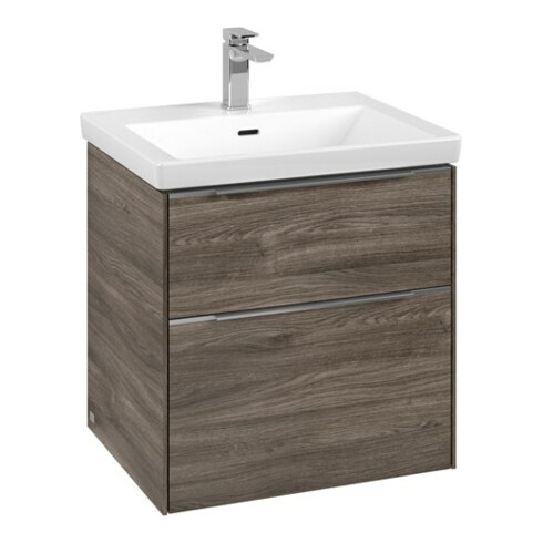 V&B Meuble sous lavabo Subway 3.0 57,2x57,6x47,8 cm, alu brillant, avec LE/Gr