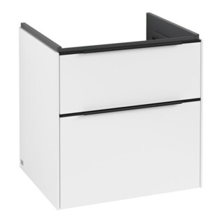 V&B Meuble sous lavabo Subway 3.0 57,2x57,6x47,8cm, blanc mat, porte verre bleu