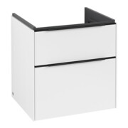 V&B Meuble sous lavabo Subway 3.0 57,2x57,6x47,8cm, blanc mat, porte verre bleu