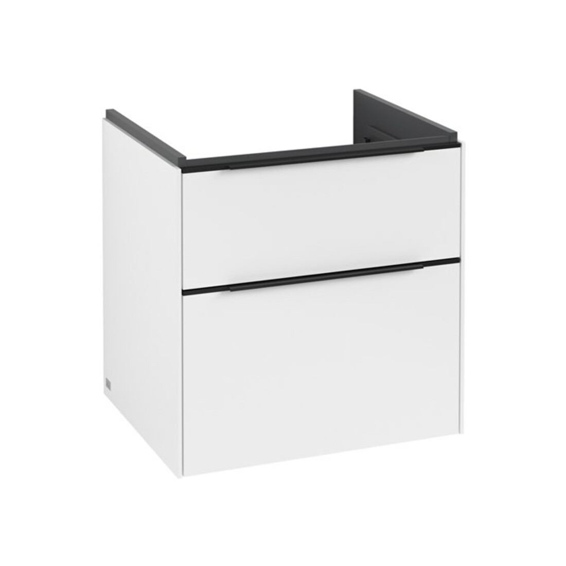 V&B Meuble sous lavabo Subway 3.0 57,2x57,6x47,8cm, blanc mat, porte verre bleu