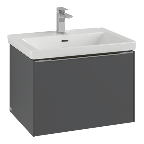 V&B Meuble sous lavabo Subway 3.0 62,2x42,9x47,8cm, m LE/Gr Alu brillant, rouge bordeaux
