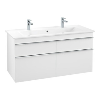 V&B Meuble sous lavabo Venticello 115,3x59x50,2cm, poignée chrome, blanc mat