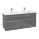 V&B Meuble sous lavabo Venticello 125,3x59x50,2 cm, chromé, gris brillant