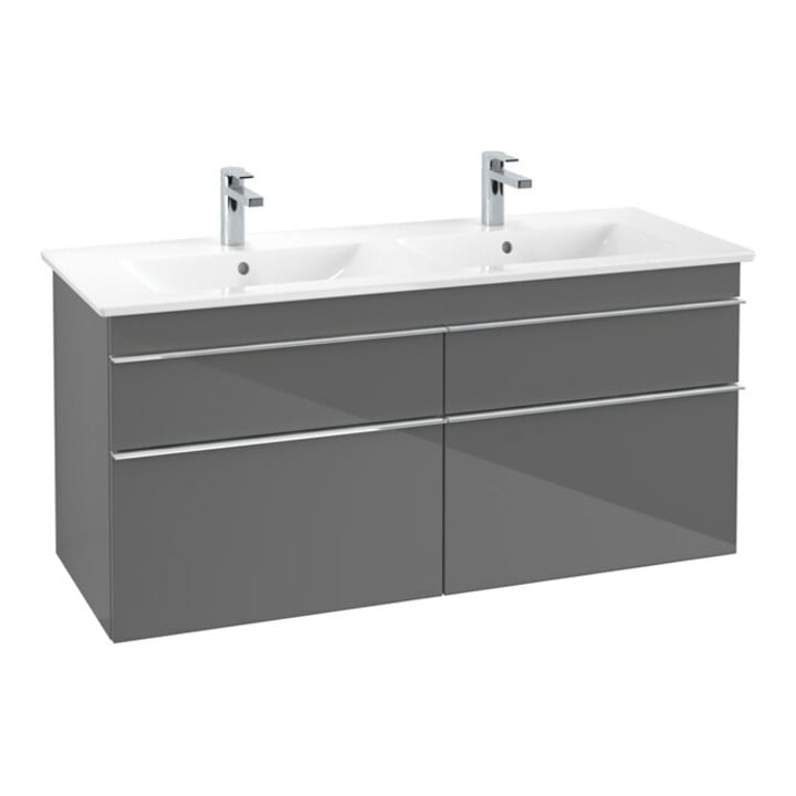 V&B Meuble sous lavabo Venticello 125,3x59x50,2 cm, chromé, gris brillant