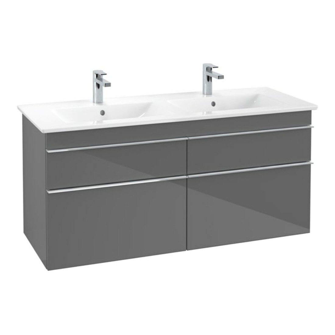 V&B Meuble sous lavabo Venticello 125,3x59x50,2 cm, chromé, gris brillant