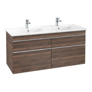 V&B Meuble sous-lavabo VENTICELLO 125,3x59x50,2cm, Chromé, chêne Arizona