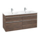 V&B Meuble sous-lavabo VENTICELLO 125,3x59x50,2cm, Chromé, chêne Arizona-1