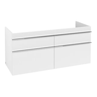 V&B Meuble sous lavabo Venticello 125,3x59x50,2cm, poignée chrome, blanc mat