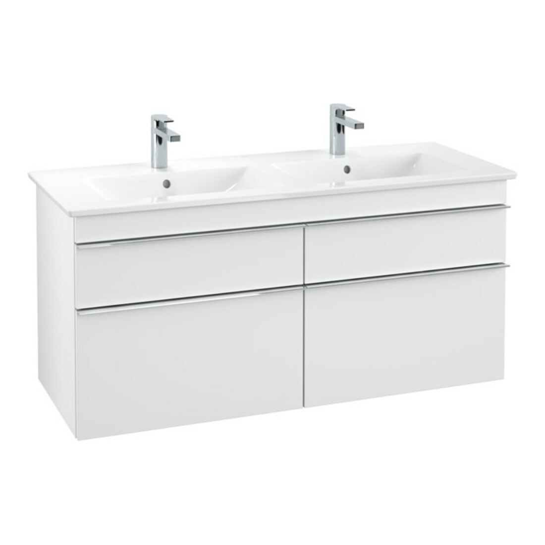 V&B Meuble sous lavabo Venticello 125,3x59x50,2cm, poignée chrome, blanc mat