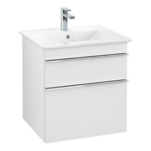 V&B Meuble sous lavabo Venticello 55,3x59x50,2cm, Poignée chrome, blanc mat