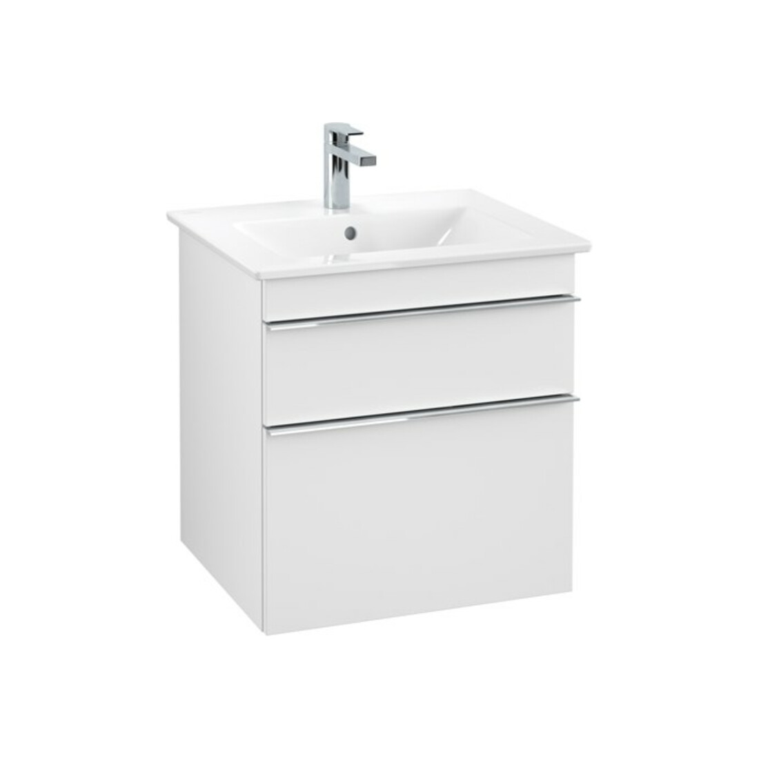 V&B Meuble sous lavabo Venticello 55,3x59x50,2cm, Poignée chrome, blanc mat